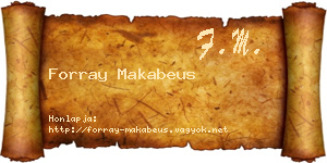 Forray Makabeus névjegykártya